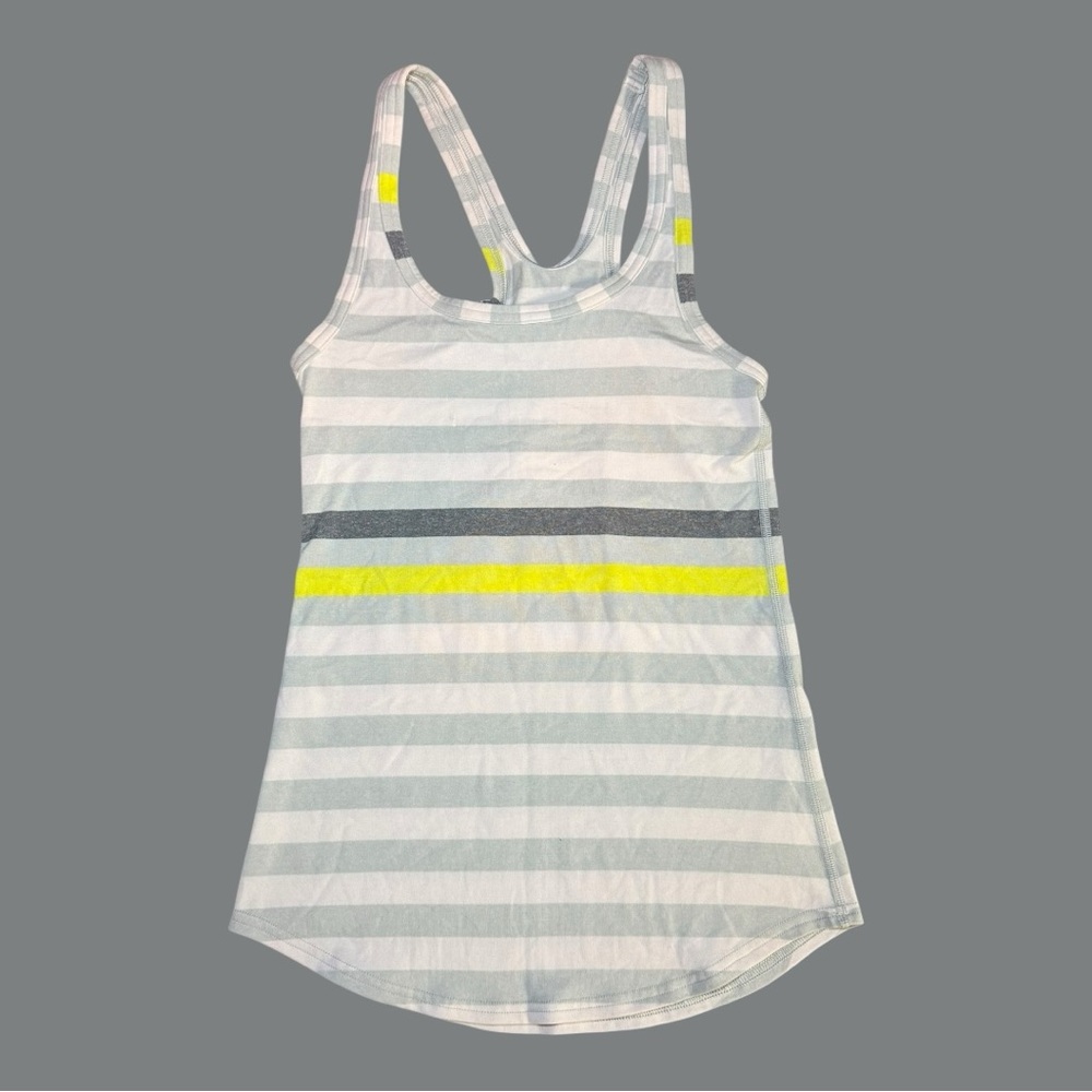 Lululemon Power Y Tank Luon Striped Heathered Silver Sz NST